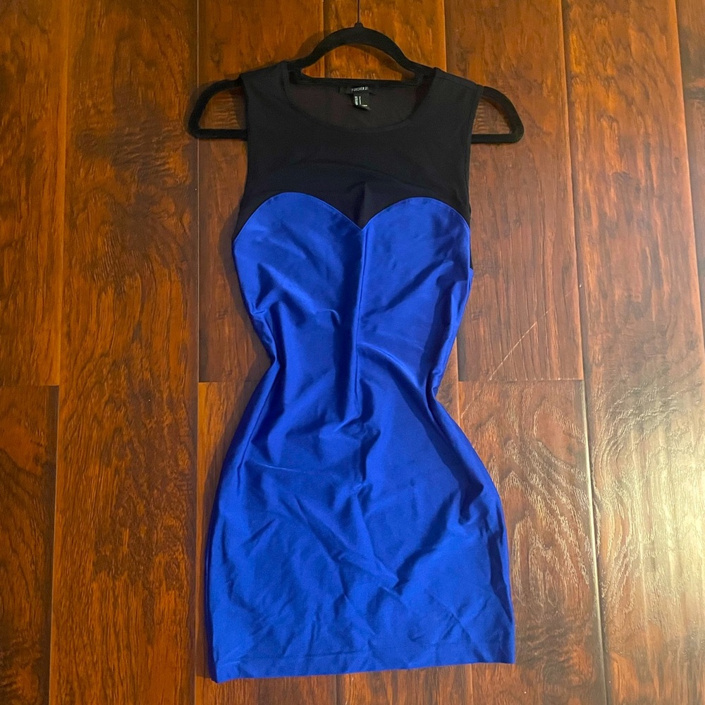 throwback forever 21 blue bodycon dress